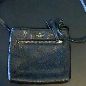 Kate Spade Black Leather Crossbody Bag with Gold Hardware